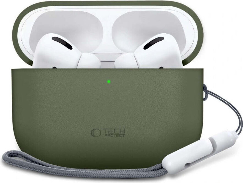 Apple AirPods Pro (3. Gen) Tech-Protect Silikondeksel med Stropp - Olivengrønn
