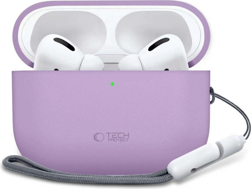 Apple AirPods Pro (3. Gen) Tech-Protect Silikondeksel med Stropp - Lilla