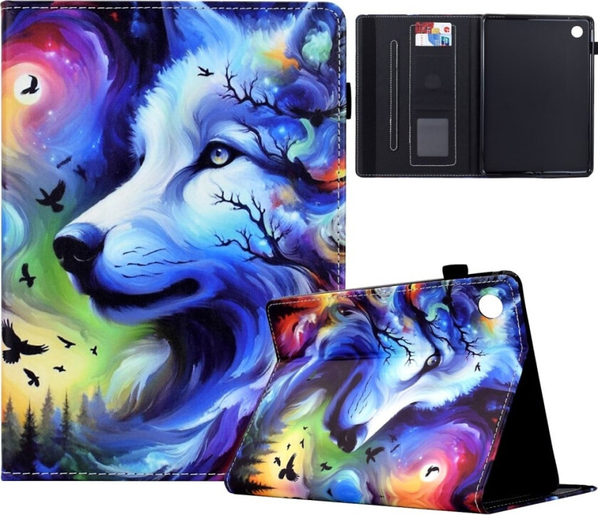 Samsung Galaxy Tab A9+ Etui Mønsterutskrift Nettbrettdeksel Støtsikkert lærdeksel med kortholder og stativ - Hund