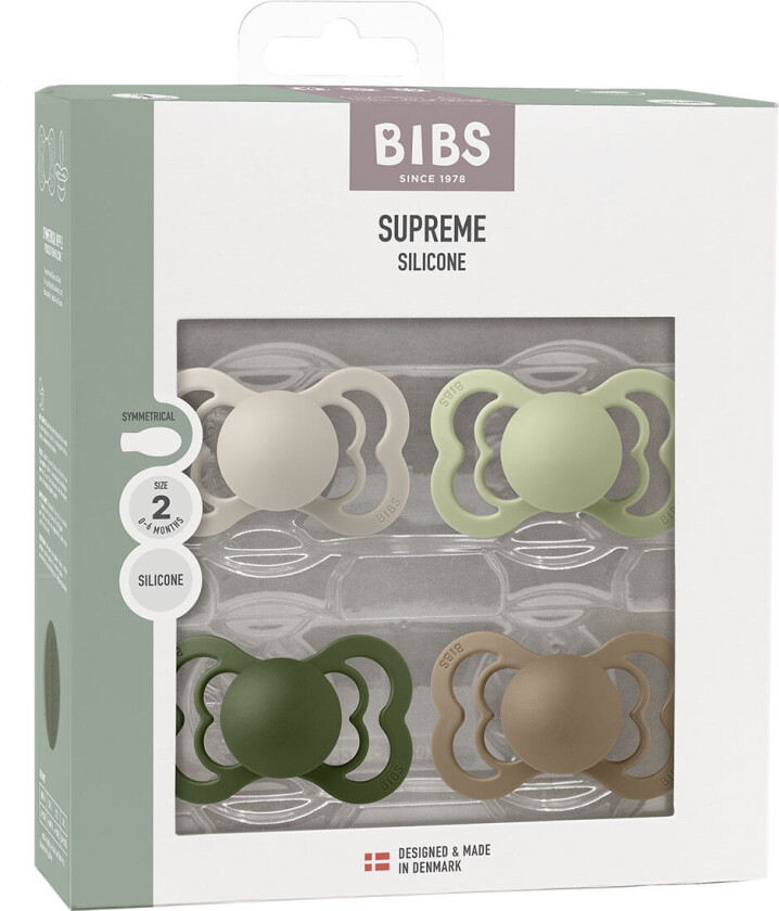 Supreme+ Smokker - Str. 2 - 4-pack - Symmetrisk - Sand/Sage - - 6-18 md - Smokk