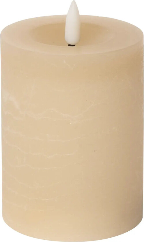 Rustic Finish Led Pillar Candle - Beige - H10CM