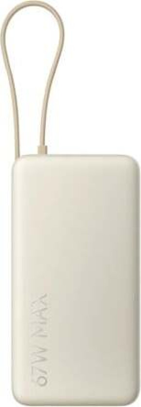 67W Power Bank 20000 (Integrated Cable) Tan Nødlader - 20000 mAh