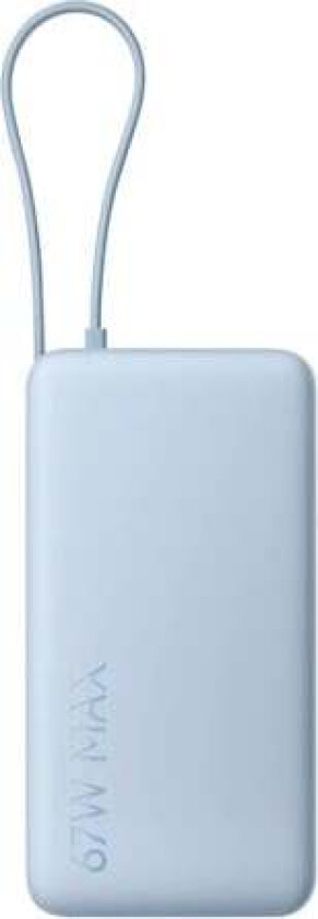 67W Power Bank 20000 (Integrated Cable) Ice Nødlader - Blue - 20000 mAh