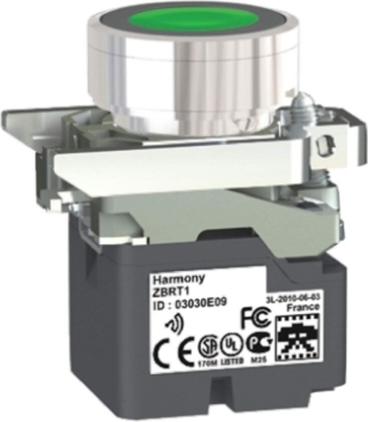 Harmony XB4R trådløst og batterifritt knapphode med sender grønt metall ZB4RTA3