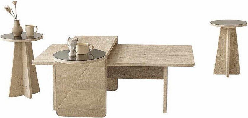 Dasina Sett med bord 105 cm - Travertin