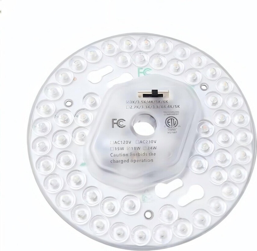 18W LED-innsats med linser, flimmerfri - Ø13 cm, Valgfri CCT, erstatt G24, sirkulærrør og kompaktlysrør - Dimbar : Ikke dimbar