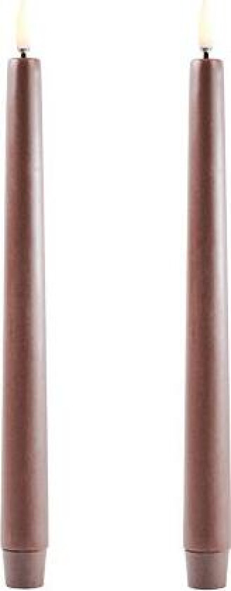 Led Kronelys 2,3 x 25,5 Cm - LED-lys Virgin Parafinvoks Brun - UL-TA-BR02325-2