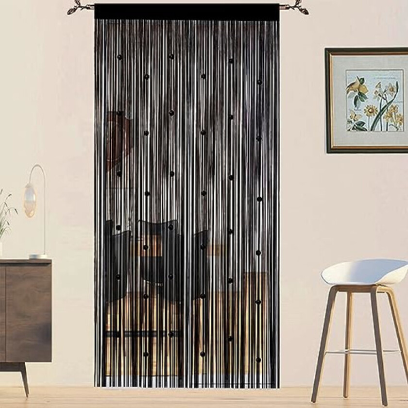 Perlebesatte dørgardiner (svart 100 * 200 cm), flygende gardiner for dører, vinduer, romskillevegger, dørpaneler, gardiner for stuegarderobe