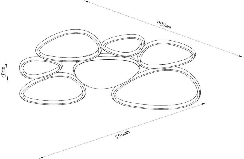 LED-taklampe Samling, lengde 90 cm, taupe, metall