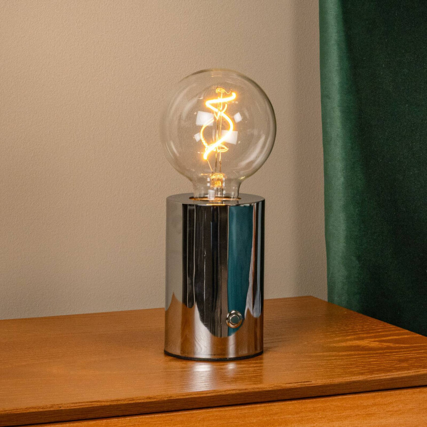 Batteridrevet bordlampe Vivo, kromfarget, høyde 22 cm, metall