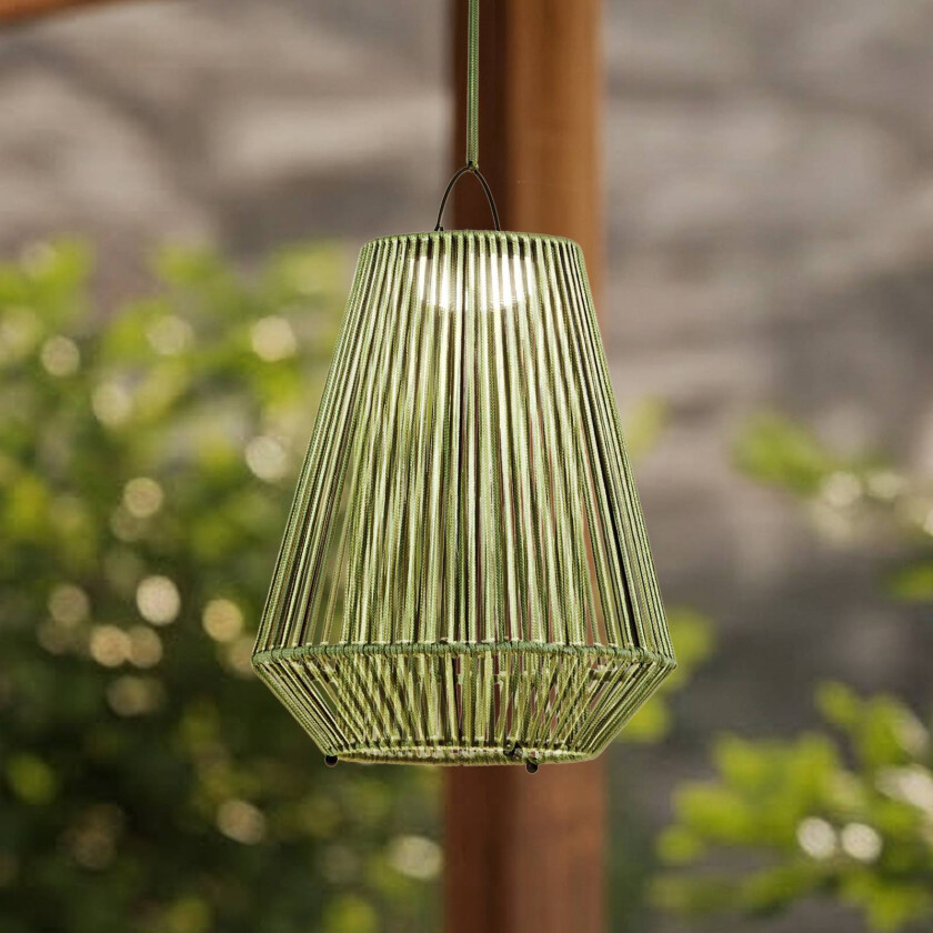 Lindby LED-solcellelampe Austas, grønn, Ø 32 cm, USB, IP54