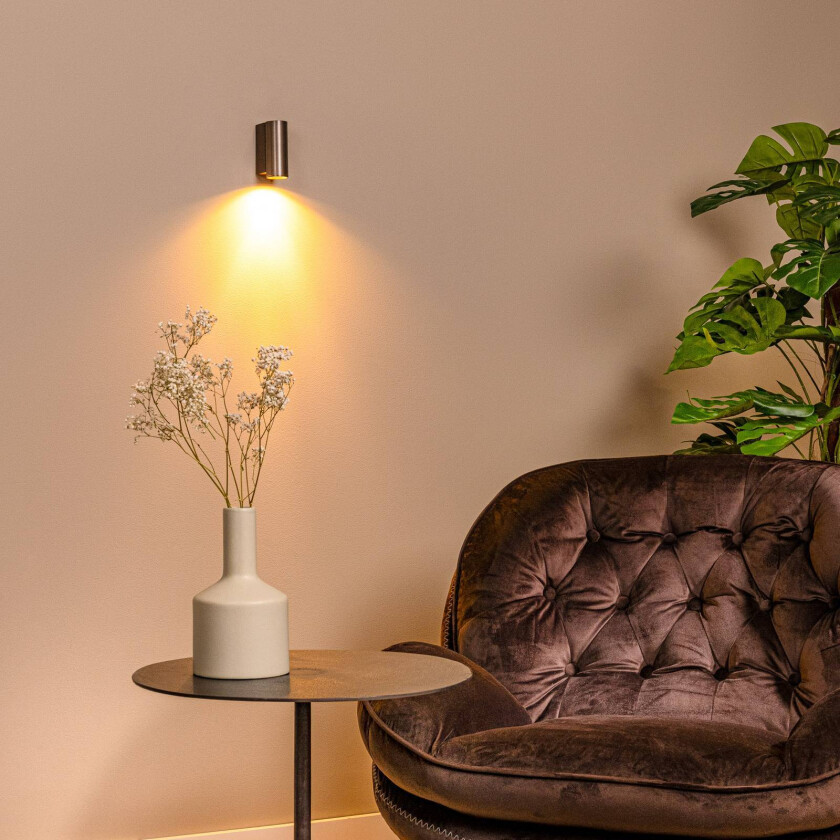 Veggspot Dupla, rustfarget, høyde 9 cm, metall