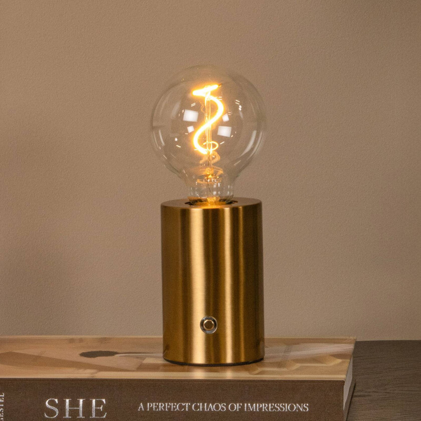 Batteridrevet bordlampe Vivo, messingfarget, høyde 22 cm, metall