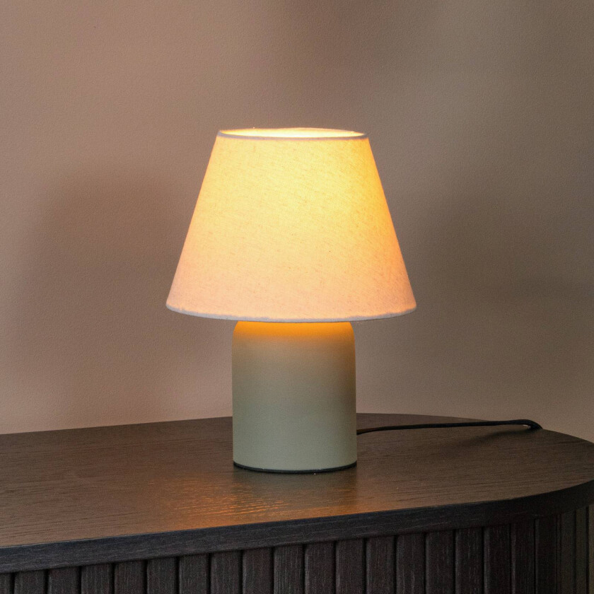 Bordlampe Macia, grønn/beige, høyde 27 cm, keramikk/stoff