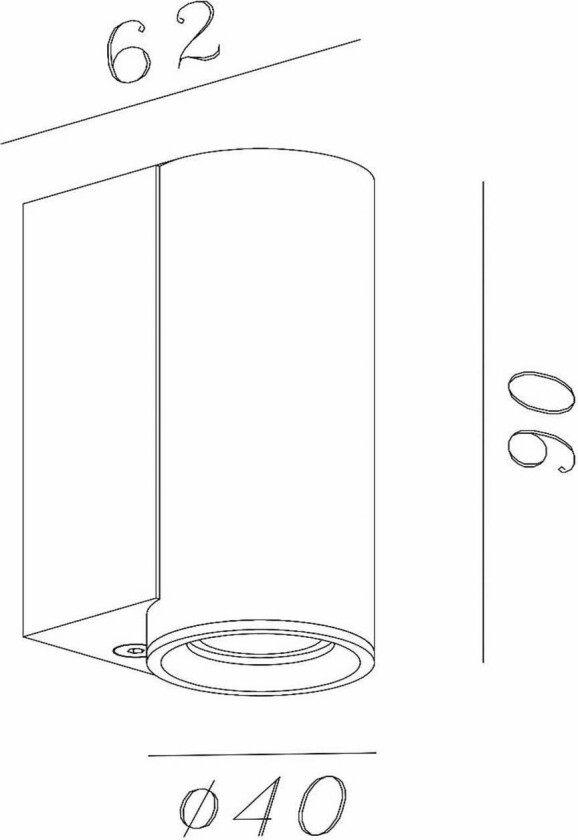 Veggspot Dupla, grå, høyde 9 cm, metall