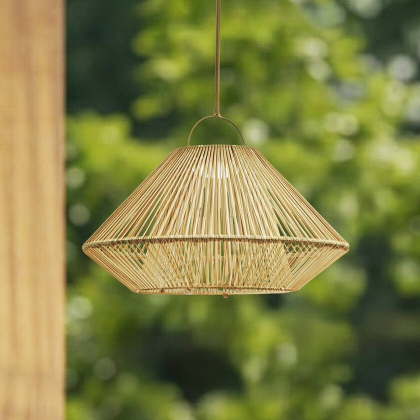 Lindby LED-solcellelampe Austas, beige, Ø 50 cm, USB, IP54