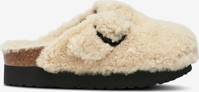 Tøfler Boston Big Buckle Platform Fur - Hvit
