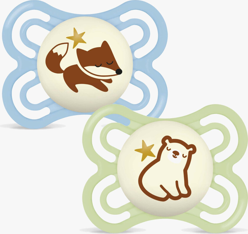 Perfect Night Smokk Silikon 2-Pakk 0-6m, Blå - Smokker - Silikon