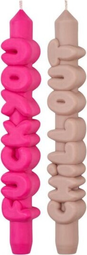 3D kronelys 23 cm 2 stk BOLD rosa/krem