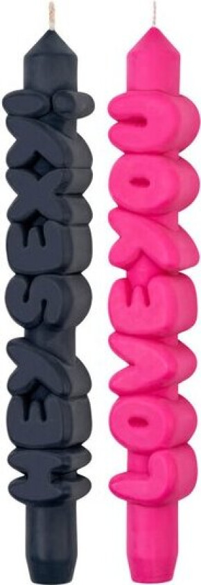 3D kronelys 23 cm 2 stk LOVING svart/rosa