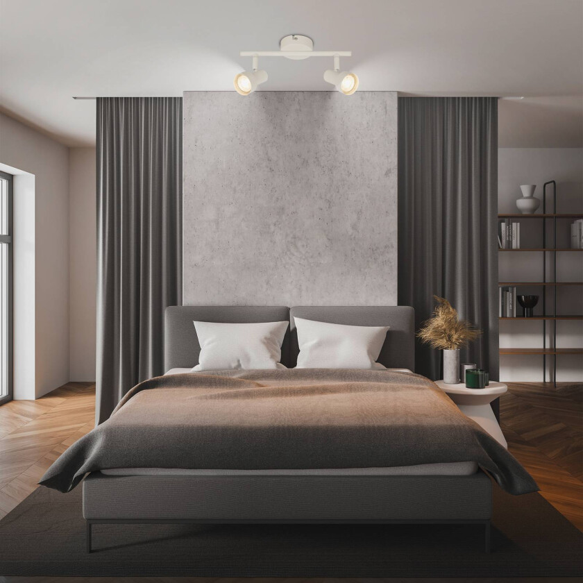 Downlight Tapp, hvit, lengde 28 cm, 2 lyskilder, metall, GU10