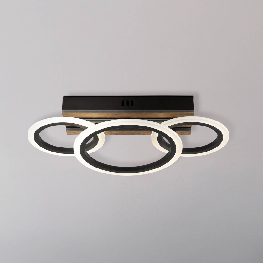LED-taklampe Blevins 3 lyskilder svart/treoptikk, lengde 46 cm