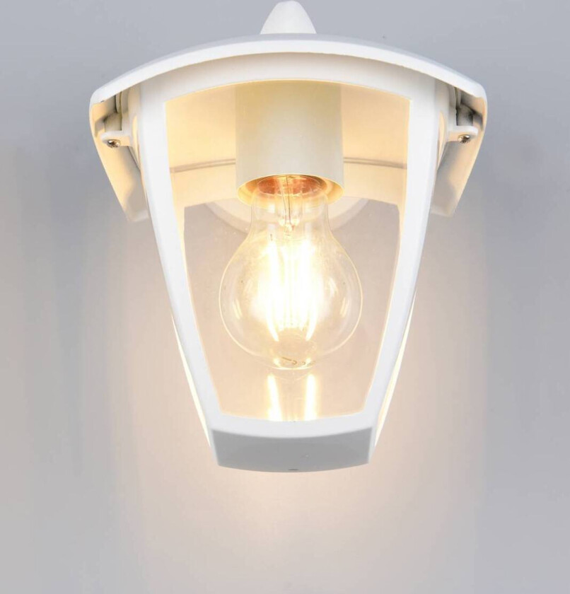 Utendørs vegglampe VENTA, hvit, fatning nederst, høyde 24 cm IP44