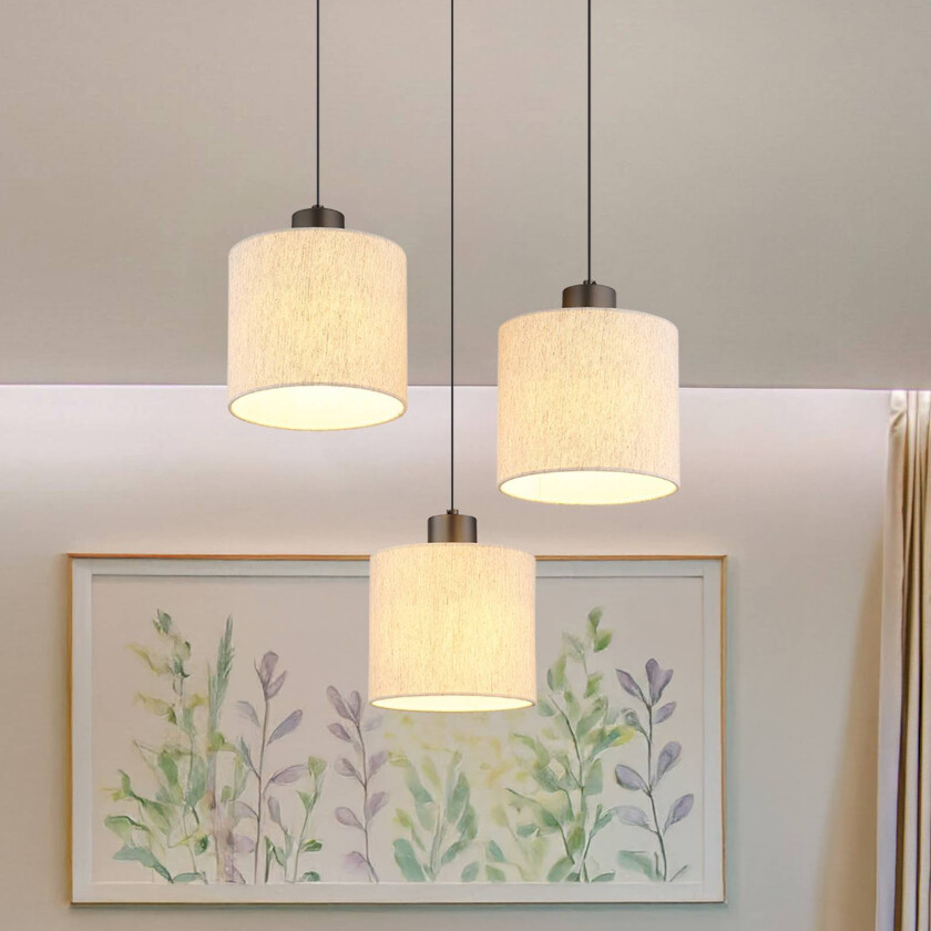 LED-hengelampe Thea, Ø 49 cm, 3 lyskilder, krem/svart matt