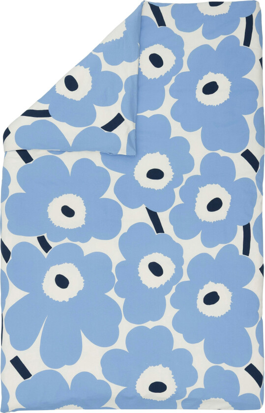 Unikko Jersey Dynetrekk 150x210 Cm / Lyseblå / Marineblå - Dynetrekk Bomull Off-White - 075297-155