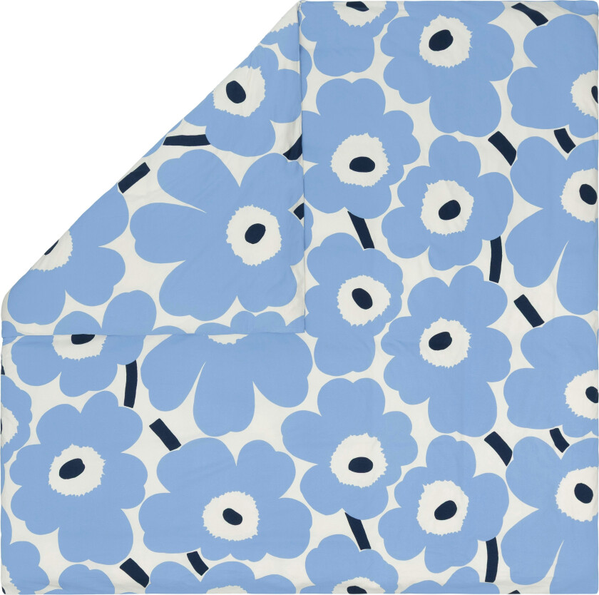 Unikko Jersey Dynetrekk 240x220 Cm / Lyseblå / Marineblå - Dynetrekk Bomull Off-White - 075316-155