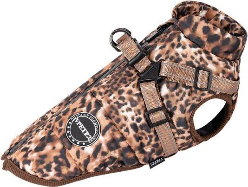 Leopard print hundedekken med integrert sele