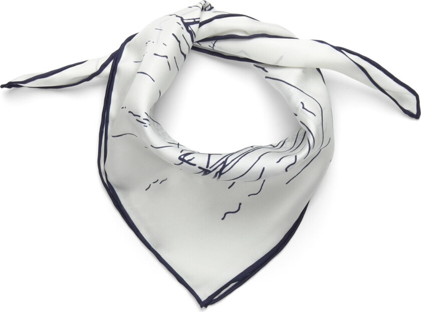 Landscape-Print Silk Square Scarf - White - ONE SIZE