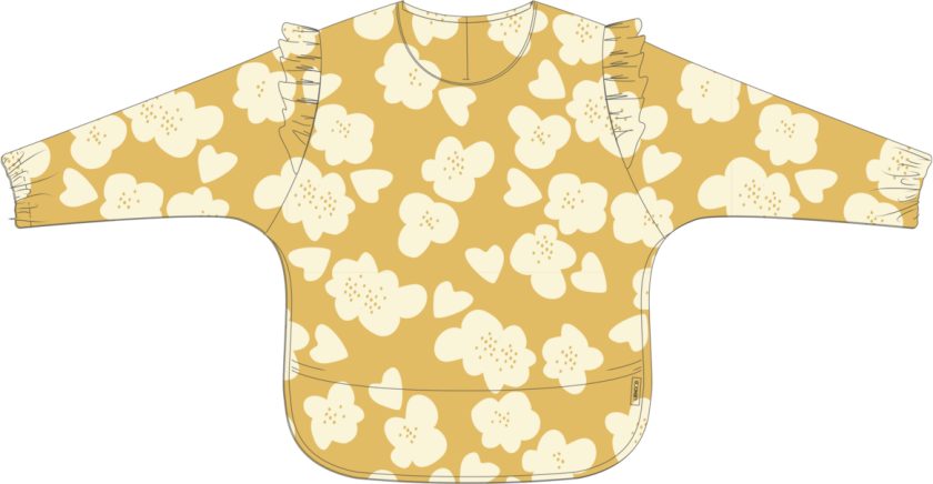 Merle Ruffle Cape Bib - Flower / Lemon yellow - One size