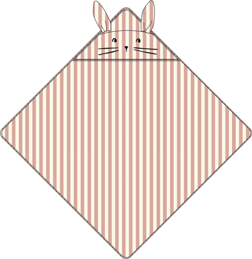 Albert Hooded Towel - Coral blush / creme de la creme stripe - One size