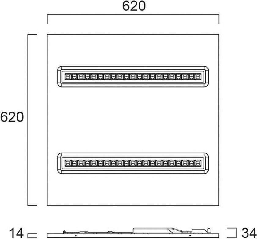 LED-panel OptiClip R 625 2L, hvit, 33 W, 4000 K, DALI dimbar