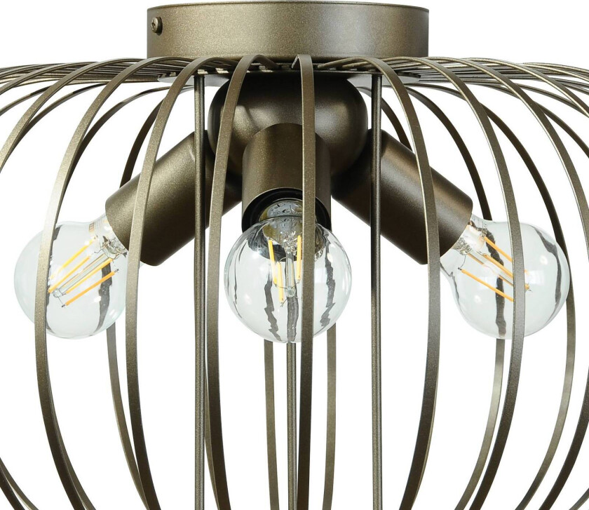 Taklampe Globe, kaffe, Ø 51 cm, metall, 3 lyskilder, E27