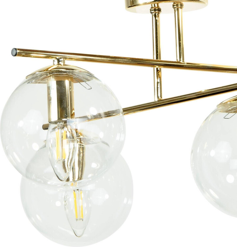 Taklampe Zoe, gullfarget, lengde 51 cm, glass, 4 lyskilder