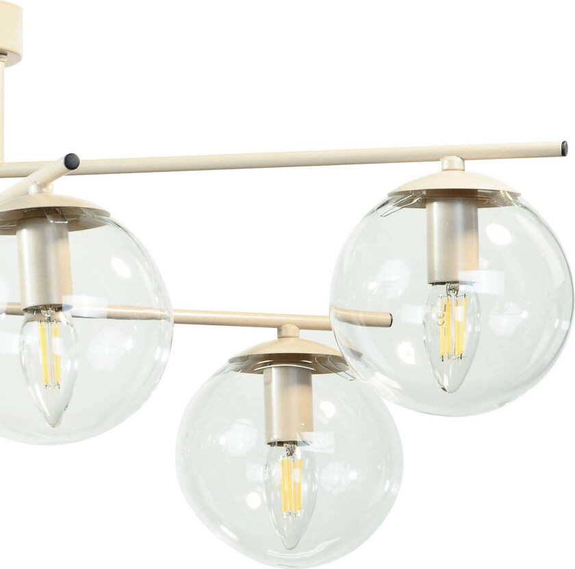 Taklampe Zoe, beige, lengde 72 cm, 6 lyskilder, glass, E14