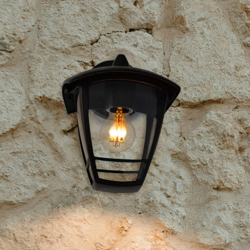 SEGULA Utendørs vegglampe Antique down, svart, aluminium, E27