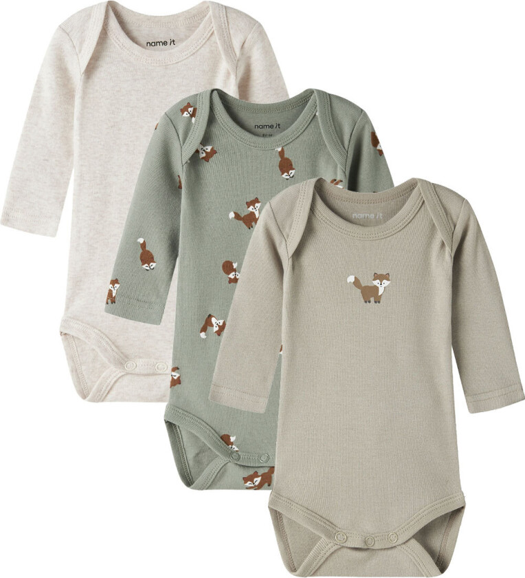 Bodyer I/e - Noos - NbmBody - 3-pack - Shadow/Hvit/Alumi - - 74 - Langermet Body