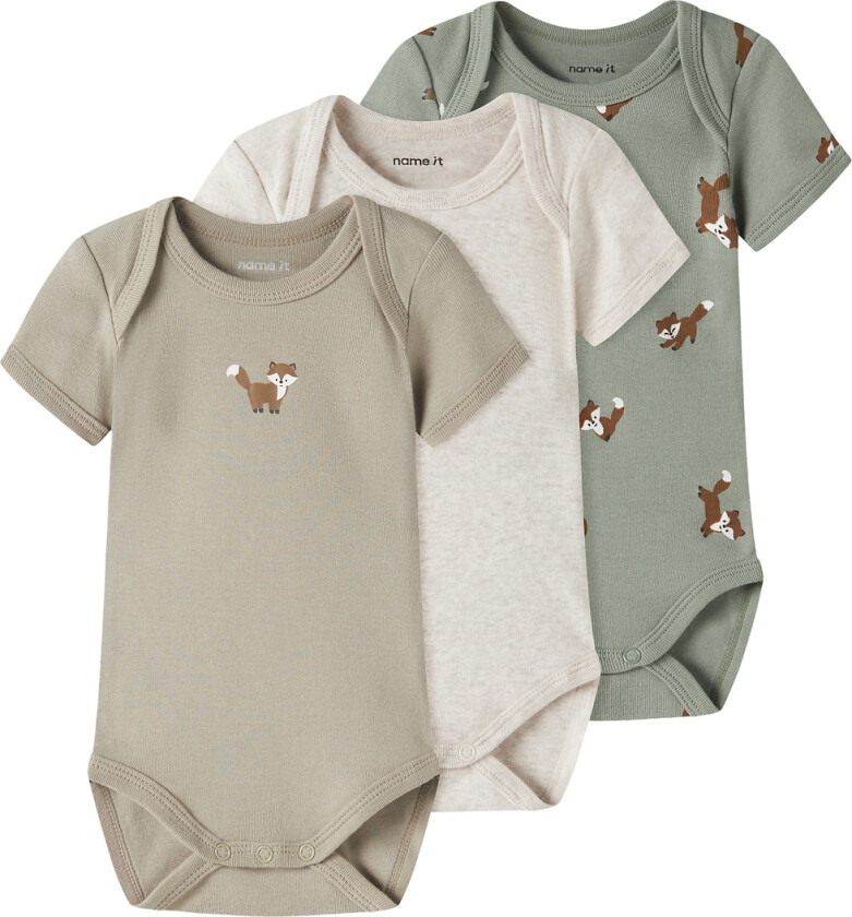 Body I/e - Noos - NbmBody - 3-pack - Shadow/Hvit/Alumini - - 1½ år (86) - Langermet Body