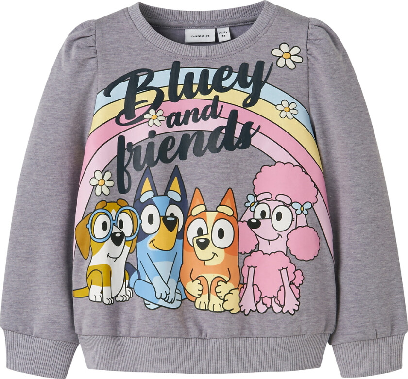 Collegegenser - NmfJenney - Bluey - Lavender Grå/Melange - - 6 år (116) - Collegegenser