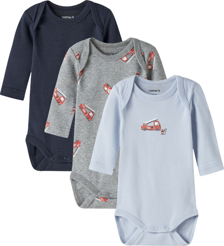 Bodyer I/e - Noos - NbmBody - 3-pack - Grey Melange/W/Ca - - 74 - Langermet Body