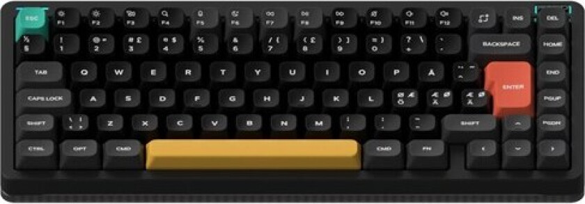 Halo75 V2 Obsidian Black - Lemon - Gamingtastatur - Uten numpad - Nordisk - Svart