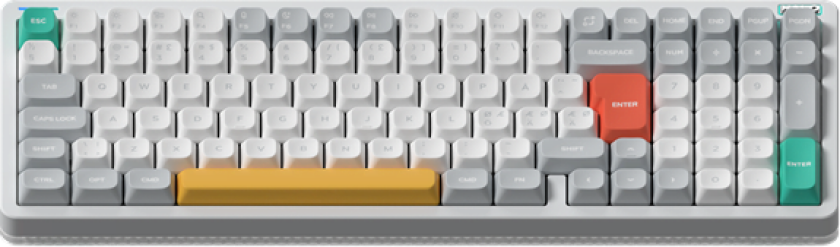 Halo96 V2 Ionic White - Lemon - Gamingtastatur - Nordisk - Hvit