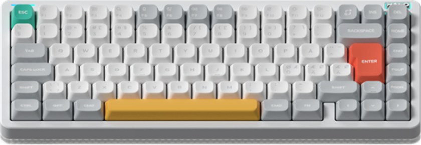 Halo75 V2 Ionic White - Lemon - Gamingtastatur - Uten numpad - Nordisk - Hvit