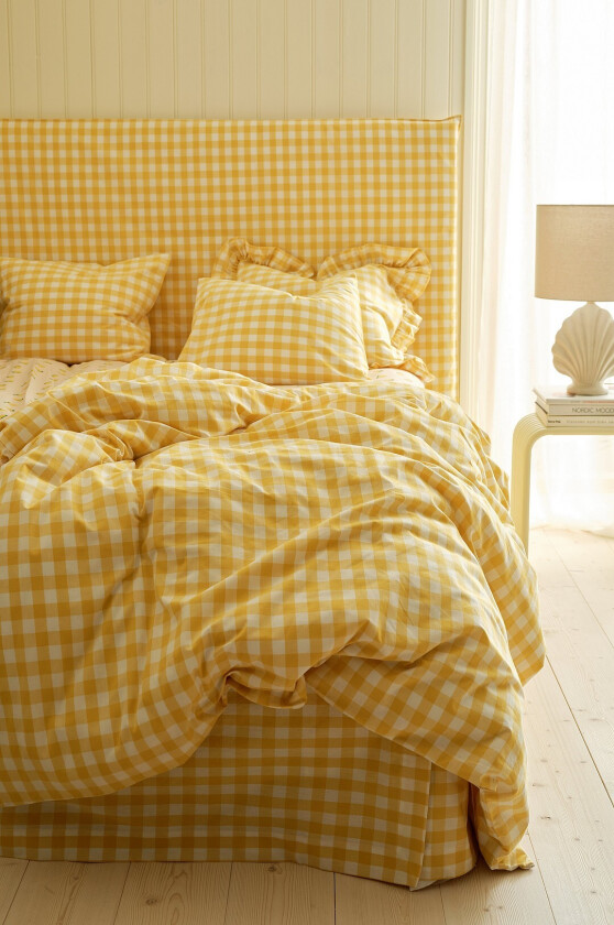 Sengesett Sonneli Check i bomull 2 eller 3 stykker - Gul