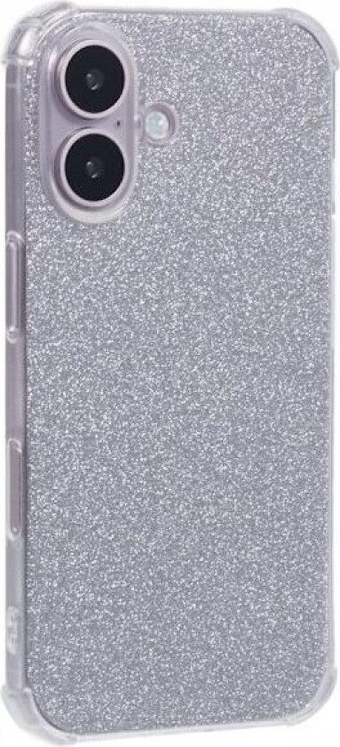 iPhone 16-etui Forsterkede hjørner Mykt, fleksibelt, beskyttende telefondeksel med kortpapir - Glitter Sølv