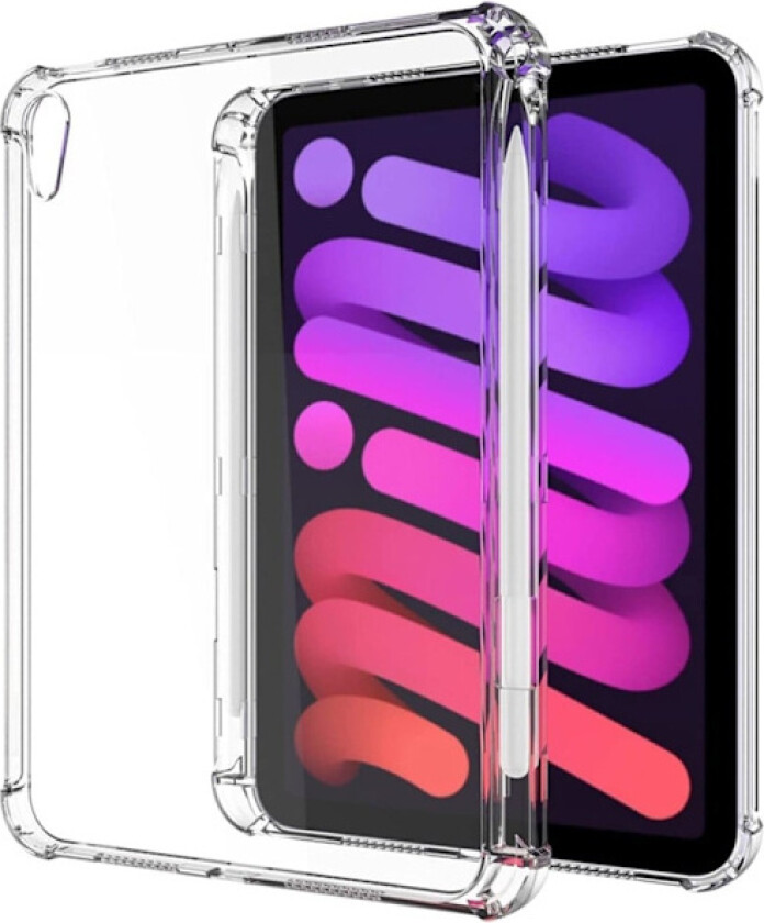 iPad Mini 6 (2021) gjennomsiktig TPU-deksel med penneholder på siden