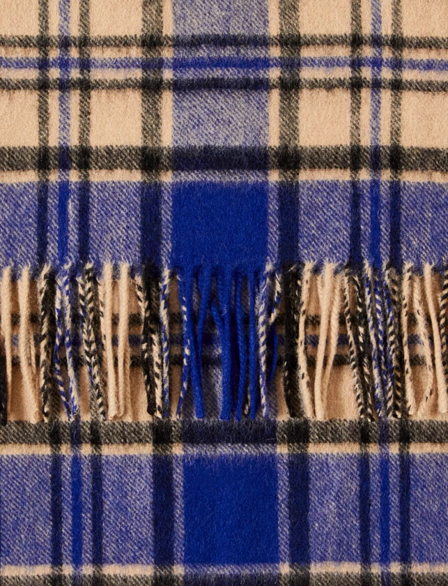 Slmtope Wool Check Scarf - Blue - ONE SIZE